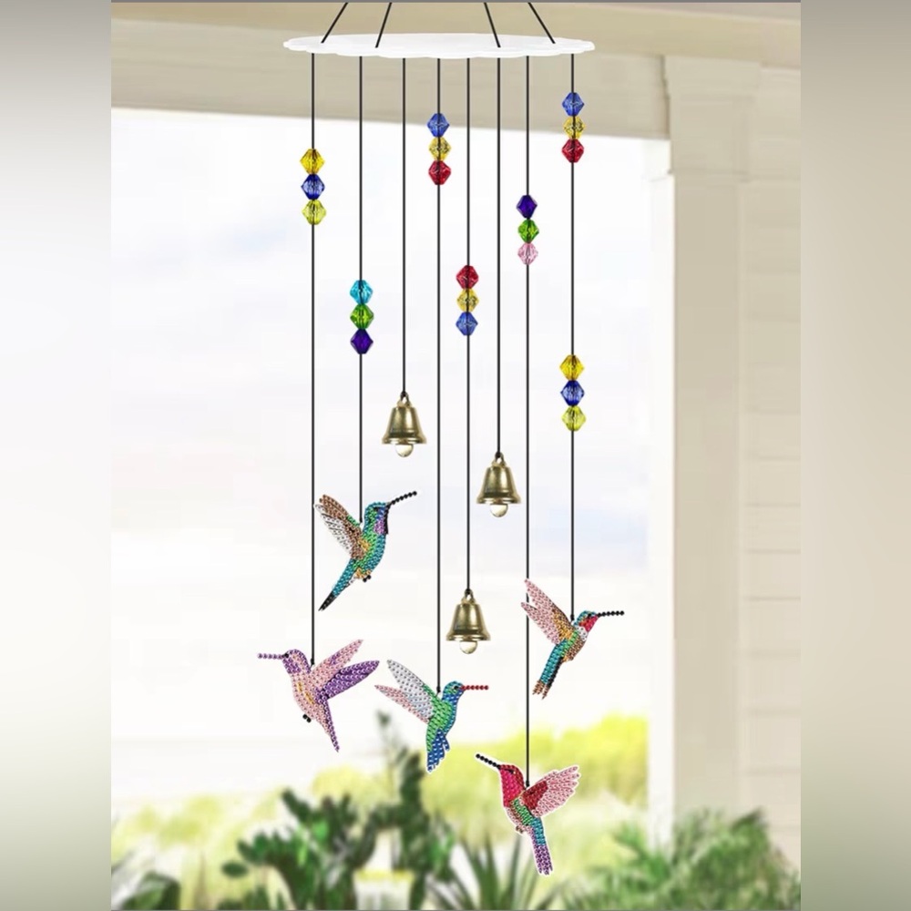 Diamond Art - Hummingbird Wind Chime Craft - All Supplies Included - 2 Sets